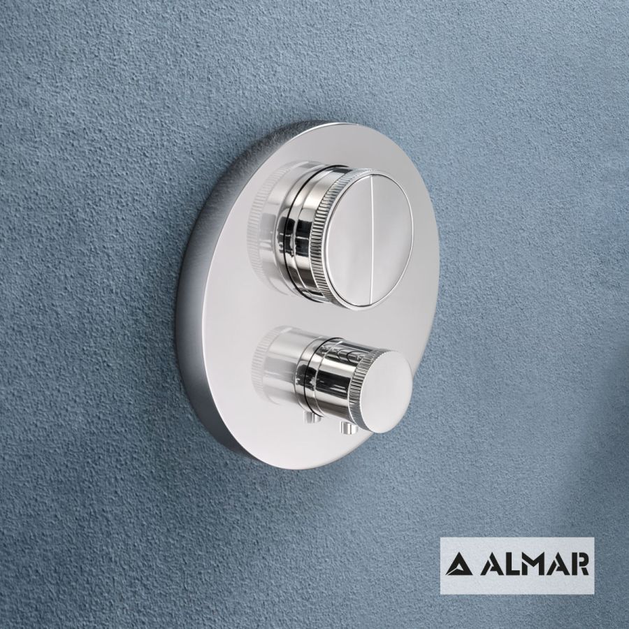 Εξωτερικό τμήμα Θερμοστατικού μίκτη εντοιχισμού 2 εξόδων "PUSH", ALMAR Chrome E176632-100