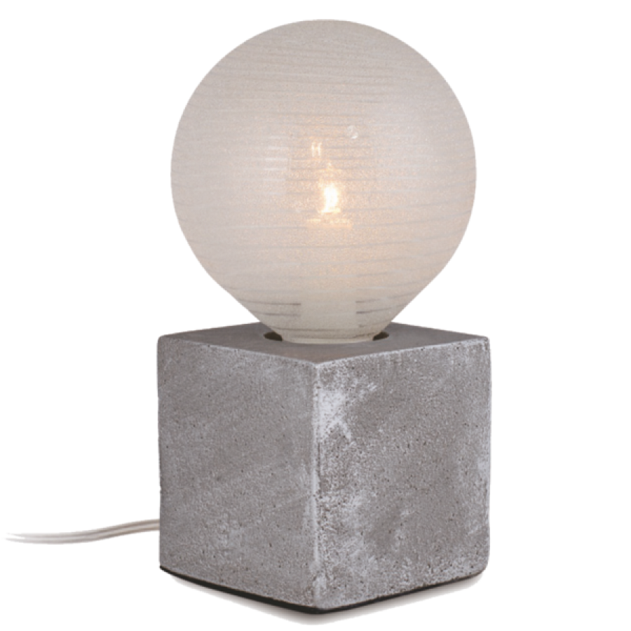 Φωτιστικό Επιτραπέζιο Βάση Μπετού Γκρι 10*10*10 cm 1*Ε27 με Φις, Καλώδιο 1,8 m & Διακοπτάκι Enjoy Concrete Cube EL327107
