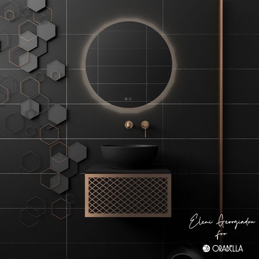 Orabella Wire 50 Λευκό/Χρυσό Προφίλ - Κρεμαστό Έπιπλο Μπάνιου για επικαθήμενο νιπτήρα με διπλό αποθηκευτικό χώρο F70173-70177