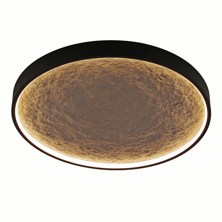 Φωτιστικό Πλαφονιέρα Οροφής D40xH4,5cm  Led 18w  2250lm CCT by Remote Μαύρο-Επένδυση Πέτρας Sun Light KARMEN-40 