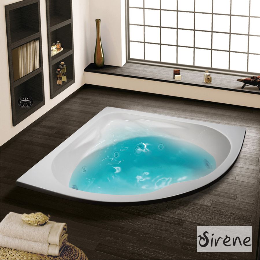 Μπανιέρα Ακρυλική MODENA με σύστημα Υδρομασάζ (0.88hp-6 jet) 120x120, Sirene MOD120W