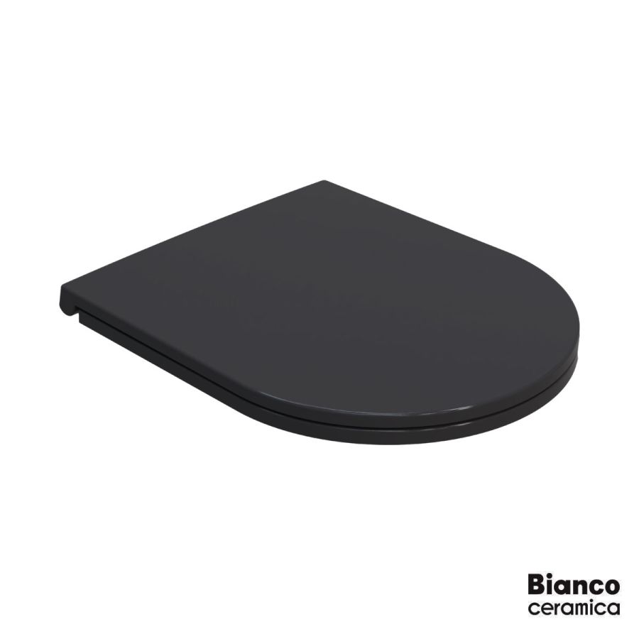 Κάλυμμα Λεκάνης LENTA Slim soft close Bianco Ceramica Black Matt MS38C-401