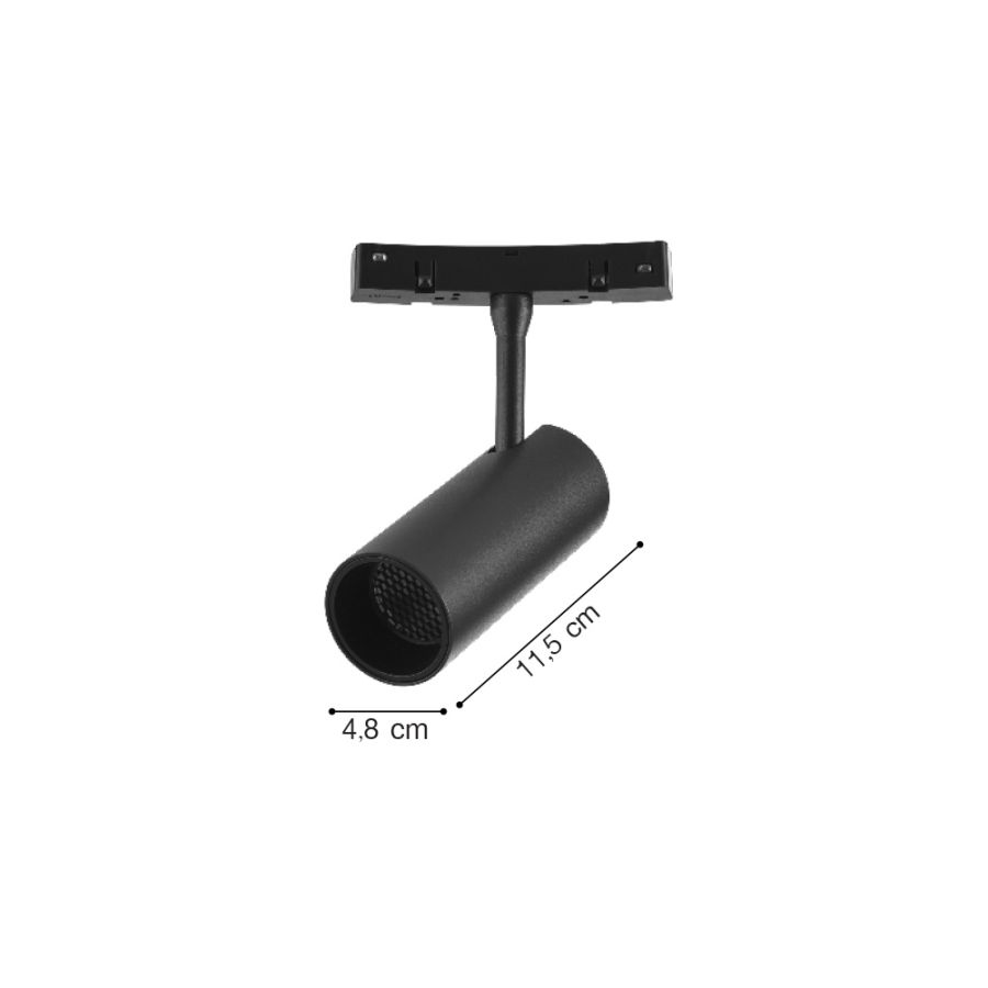 Σποτ για Curved μαγνητική ράγα LED 12W 3000K σε μαύρη απόχρωση D:4,8x11,5cm TMC0051-Black