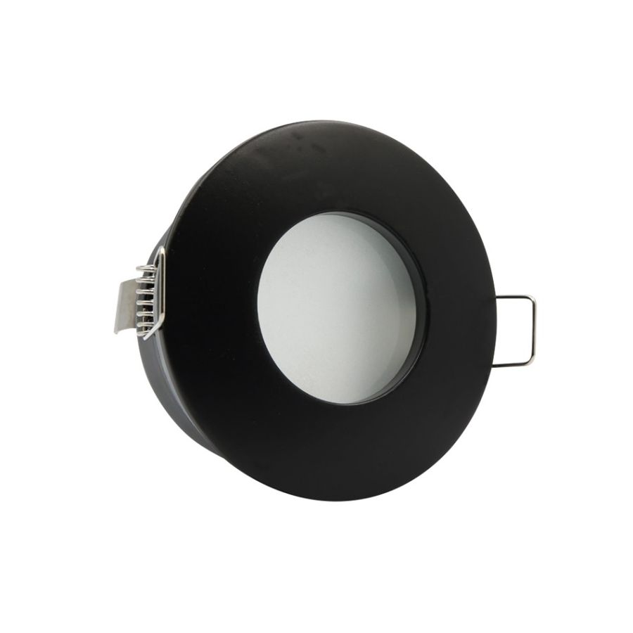 InLight Χωνευτό σποτ από μαύρο μέταλλο 1XGU10 IP44 D:8cm Χ0008-BL