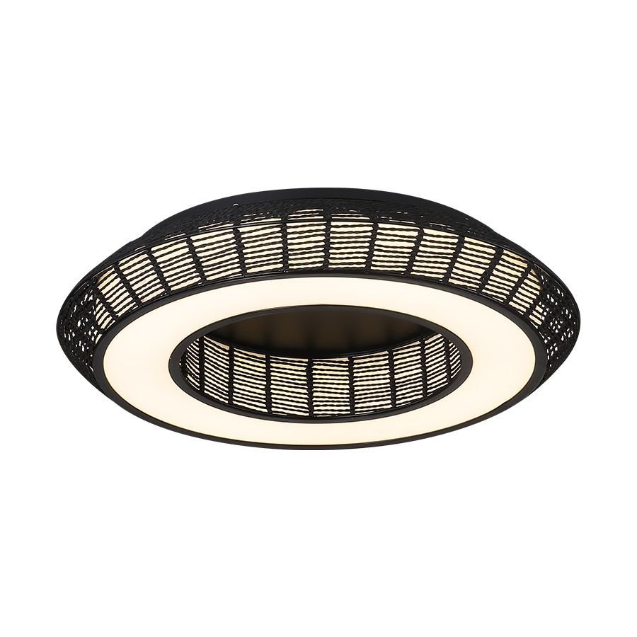 Πλαφονιέρα Οροφής Paper Fest Μαύρο 58xH11,5cm Led max 64w 2400lm CCT 3000-6000K Dimmable by Remote Control Sun Light ZEUS-60-BK