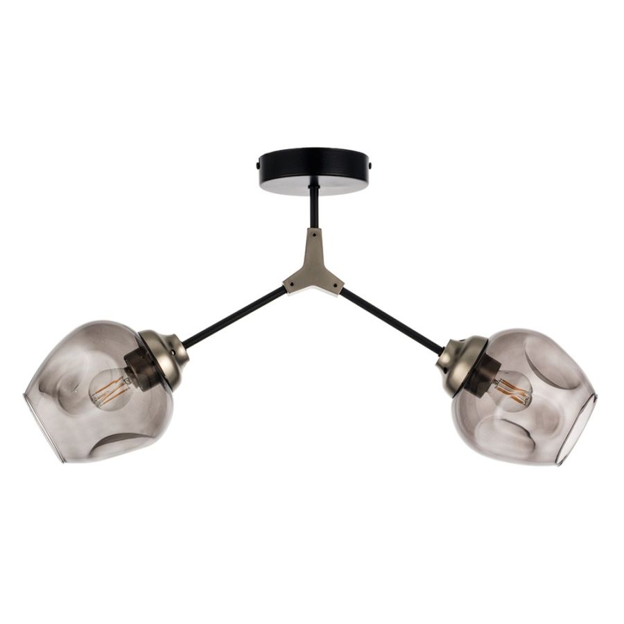 InLight Κρεμαστό φωτιστικό από μαύρο μέταλλο και φιμέ γυαλί 2XE27 D:60cm 6129-2-ΝΜ