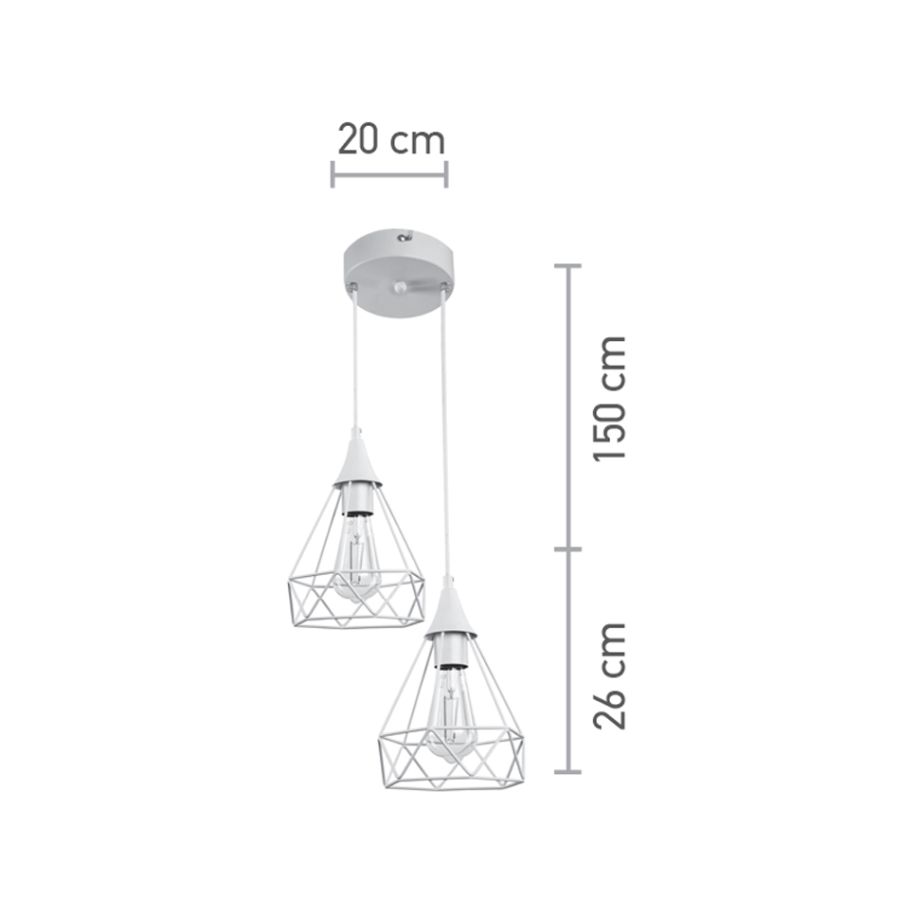 InLight Κρεμαστό φωτιστικό από λευκό μέταλλο 2XE27 D:20cm 4024-2-WH-ROSETTE