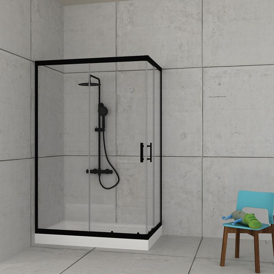 Orabella Stardust Easy Fix H200 Black matt 130X140 - Καμπίνα αντιστρέψιμη, ασύμμετρη 30683