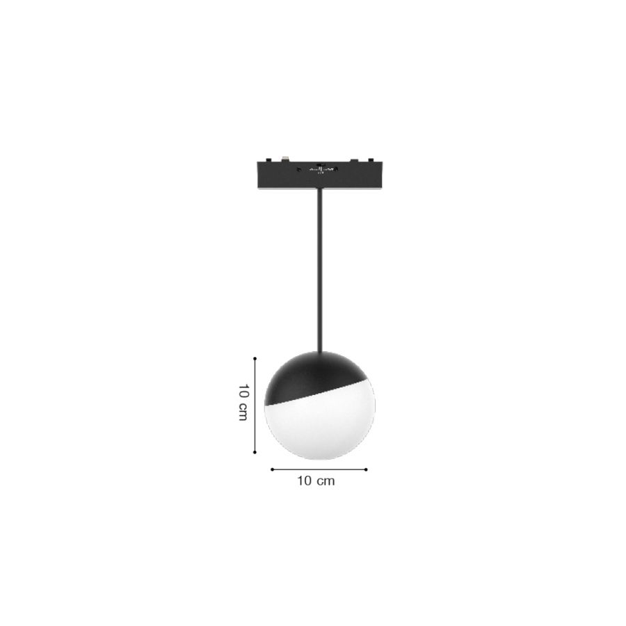 Κρεμαστό Φωτιστικό LED 6W 3CCT για Ultra-Thin μαγνητική ράγα σε μαύρη απόχρωση D:10X10cm TMU0200-Black