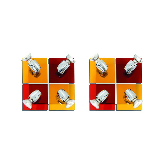 GU1094J-4B (x2) Colours Spot Packet Chrome metal rotating spot with decorative red and yellow g HOMELIGHTING 77-8864