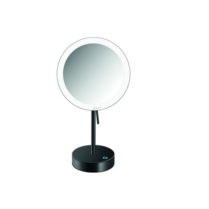Καθρέπτης Μεγεθυντικός x3 Led Μπαταρίας 4xAA Επικαθήμενος Ø20xH36,5 cm Black Mat Sanco Cosmetic Mirrors MRLED-903-M116