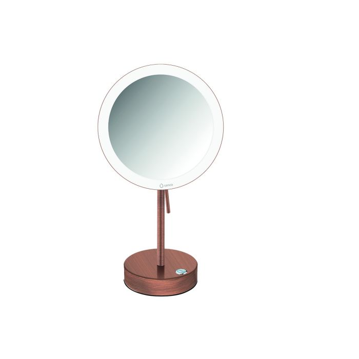 Καθρέπτης Μεγεθυντικός x3 Led Μπαταρίας 4xAA Επικαθήμενος Ø20xH36,5 cm Old Copper Mat Sanco Cosmetic Mirrors MRLED-903-M26