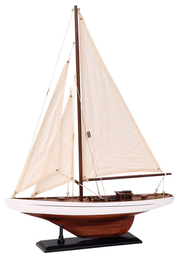 Ξύλινο Παραδοσιακό Καράβι 42 x 8 x 56(h)cm,Χρώμα Καφέ - Μπλέ Lianos 50190320