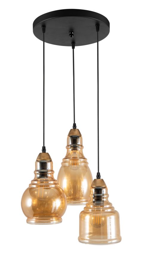 PDA 1258-3 ΡΟΖΕΤΑ ΜΕ ΜΕΛΙ 3ΣΧ. ΔΙΑΦΟΡΕΤΙΚΑ ΓΥΑΛΙΑ 3xE-27 40W ARlight 0108533