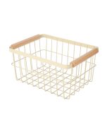 Καλάθι Οργάνωσης 28x20x14cm  Μεταλλικό με Ξύλινες Λαβές Estia Home Art Allure Ivory 01-24741
