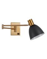 SE21-GM-52-MS2 ADEPT WALL LAMP Gold Matt Wall lamp with Switcher and Black Metal Shade+ HOMELIGHTING 77-8367