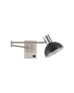 SE21-NM-52-MS3 ADEPT WALL LAMP Nickel Matt Wall lamp with Switcher and Black Metal Shade+ HOMELIGHTING 77-8377