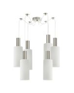 SE21-NM-4-NM6-GL3 ADEPT TUBE Nickel Matt Pendant White Glass+ HOMELIGHTING 77-8471