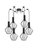 SE21-BL-4-BL6-GR1 ADEPT TUBE Black Pendant Black Metal Grid+ HOMELIGHTING 77-8527