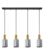 SE21-GM-4-4BL-GL1 ADEPT TUBE Gold Matt Pendant Smoked Glass+ HOMELIGHTING 77-8580