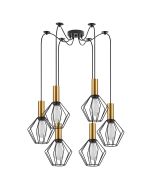 SE21-GM-4-BL6-GR1 ADEPT TUBE Gold Matt Pendant Black Metal Grid+ HOMELIGHTING 77-8618