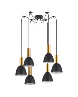 SE21-GM-4-BL6-MS2 ADEPT TUBE Gold Matt Pendant Black Metal Shade+ HOMELIGHTING 77-8639