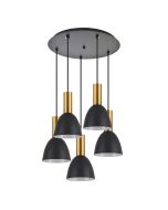 SE21-GM-4-5BL-MS2 ADEPT TUBE Gold Matt Pendant Black Metal Shade+ HOMELIGHTING 77-8643