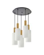 SE21-GM-4-5BL-GL3 ADEPT TUBE Gold Matt Pendant White Glass+ HOMELIGHTING 77-8657