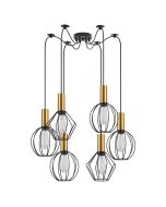 SE21-GM-4-BL6-GR12 ADEPT FLEX Gold Matt Pendant Black Metal Grid+ HOMELIGHTING 77-8938