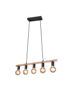 Einar Vintage Κρεμαστό Φωτιστικό Πολύφωτο με Σχοινί για 5 Λαμπτήρες E27 σε Μπεζ Χρώμα Trio Lighting R30605032