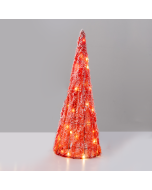 "RED TINSEL CONE TREE" 20 MINI WW LED ΛΑΜΠ. ΜΠΑΤ. 3ΧΑΑ,IP20 Φ18.5X50cm ACA X112011331