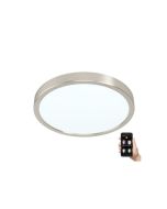 Πλαφονιέρα Οροφής IP44 Ø28,5cm LED 19,5w 2550lm 2700-6500K Remote-App Nickel Satine Eglo Fueva-Z 98845