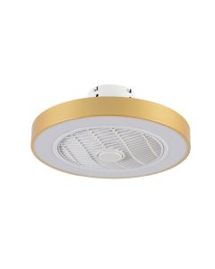 Ανεμιστήρας Οροφής με Τηλεχειριστήριο Ø50xY19cm 36W 3CCT LED Fan Light in Gold Color Inlight Chilko 101000360