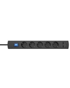 Πολύμπριζο Μαύρο 6 Θέσεων με Διακόπτη, Καλώδιο 3*1,5 & 2 Θύρες USB fast charge Duoversal Kopp 234905003