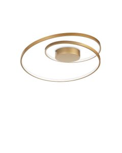 Φωτιστικό Οροφής Ø600xΗ180mm Led Dimmable 48w 3000K 5200lm Brushed Brass Ideal Lux Oz PL D60 Dali 304533