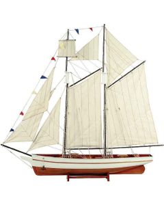 Ξύλινο Παραδοσιακό Καράβι Ιστιοφόρο 90x17xH82cm Χρώμα Λευκό-Καφέ 31100