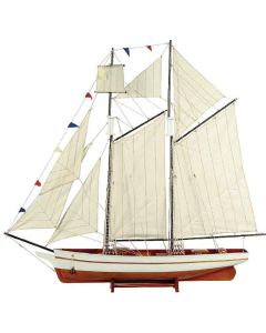 Ξύλινο Παραδοσιακό Καράβι Ιστιοφόρο 150x23xH136cm Χρώμα Λευκό-Καφέ 31106