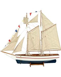 Ξύλινο Παραδοσιακό Καράβι Ιστιοφόρο 150x23xH136cm Χρώμα Λευκό-Μπλε 31107