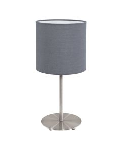 Φωτιστικό Επιτραπέζιο 1xE27 Ø180xH400mm Νίκελ Ματ- Ύφασμα Γκρι Eglο Pasteri 31596