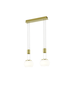 Madison Μοντέρνο Κρεμαστό Φωτιστικό Δίφωτο Ράγα με Ενσωματωμένο LED σε Χρυσό Χρώμα Trio Lighting 342010208