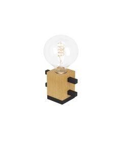 Επιτραπέζιο Φωτιστικό L13,5x13,5xH11cm 1xE27 Μέταλλο Μαύρο-Ξύλο Eglo Levantara 390193