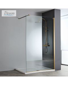 Διαχωριστικό κρύσταλλο ντουζιέρας IWIS Walk-in 100 h.220 ρυθμιζόμενo από 96 έως 98εκ., Devon Clean Glass Inox AISI304 Bronze Brushed  IWH100C-221