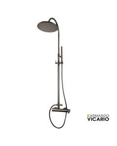 Μπαταρία Ντουζιέρας 2 Εξόδων Κολώνα 94-122cm Armando Vicario Slim Black Chrome 500065-405