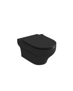 Λεκάνη Κρεμαστή 33.5x36x30cm με κάλυμμα Urea Αntibacterial Slim Soft Close Olympia Clear Rimless Black Matt 50115-50116