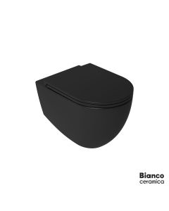 Λεκάνη Κρεμαστή LENTA/53 Rimless με κάλυμμα Soft Close MS38C, Bianco Ceramica Black Matt  381600C-401