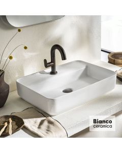 Νιπτήρας Πορσελάνης 55x40 (1 οπή) Bianco Ceramica White  39055-300