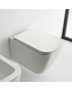 Λεκάνη Κρεμαστή 52 εκ. Rimless Clean Flush με κάλυμμα βακελίτη αποσπώμενο Slim Soft Close, Λευκό Ματ Scarabeo Theorema 512600SC-301