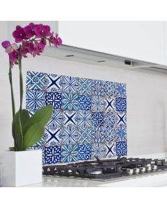 Blue Azulejos L πλάτη προστασίας τοίχου εστιών κουζίνας (67215) Ango