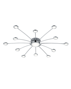 Πλαφονιέρα Οροφής Χρωμέ 100xH8cm LED 12x2,2w 12x250lm 3000-6500K Remote Control Trio Lighting Bodrum 673311306