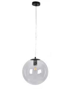 Φωτιστικό Κρεμαστό D30xH120cm 1xE27 Μαύρο-Διάφανο Γυαλί SE 3000-1 BLACK GLOBE CLEAR E3 HOMELIGHTING 77-4479